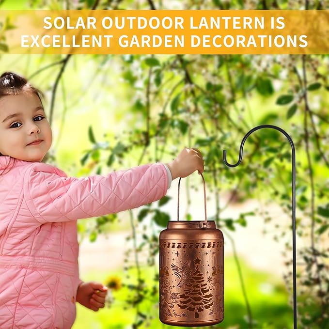 Solar Lanterns Outdoor Waterproof Garden Decor Birthday Gifts for Women Mom Grandma Hanging Lights Metal Decoration Outside for Yard, Patio,Backyard( Red Bird)