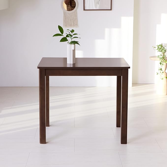 Livinia Cabin 33.5" Wooden Dining Table/Small Rectangular Modern Farmhouse Solid Wood Kitchen Table Desk (Walnut)