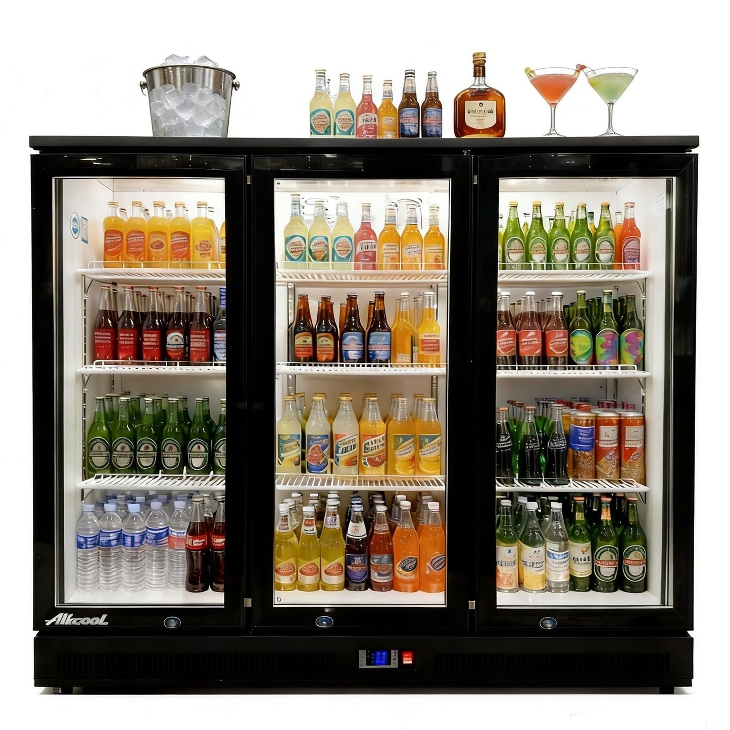 NAFCOOL Back Bar Cooler Under Counter Beverage Refrigerator, 13 Cu Ft Undercounter Fridge,3 Door 53.5 inch Commercial Beer Built-In Cooler with LED Light Adjustable Shelves Safety Locks,ETL Approval