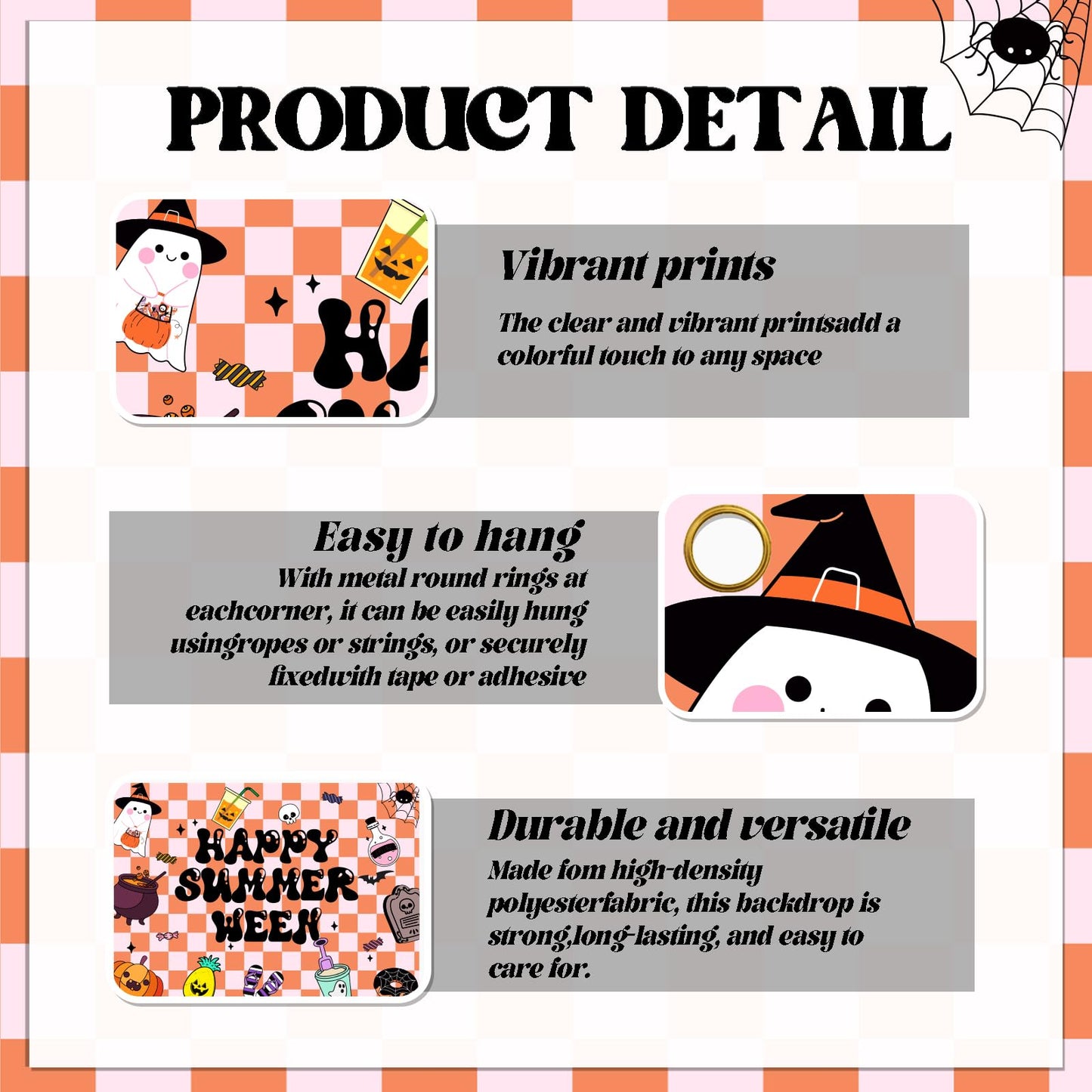 Summerween Backdrop Banner - Happy Summerween Decorations, Halloween in Summer, Summer Halloween Party Decorations Boy Girl Women Photoshoot Photo Background Props, 7 * 5ft