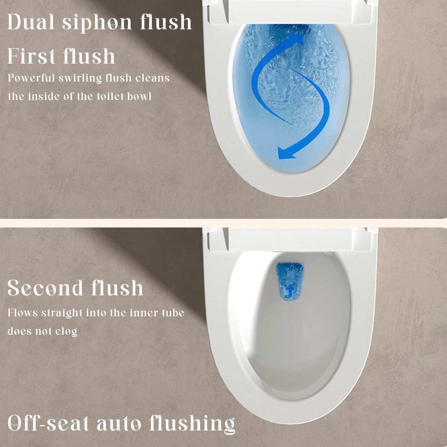 BONSAM Smart Toilet with Auto Open/Close Lid, Modern Toilet with Bidet Built In, Foam Shield, Auto Flush, Warm Water&Dryer, Self-Cleaning Heated Seat Toilet with Remote Control for Seniors & Families.