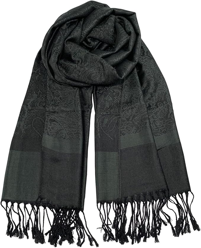Wendyfull Pashmina Shawls and Wraps w/Fringe Two Tone Vintage Jacquard Paisley Rave Scarf for Weddings Festival