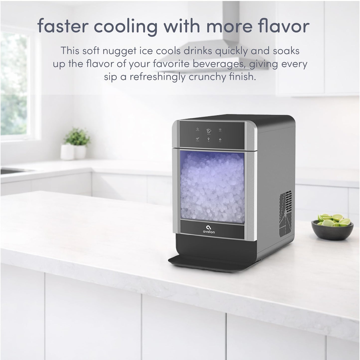 Avalon Nugget Ice Maker Chewable Ice 38 lbs Per Day, One Click Operation, Large Ice Storage, Connects to Water Line, Includes Set of Filters