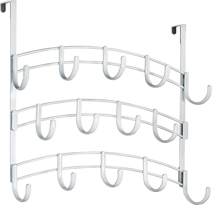 LYNK Professional® Home™ Over Door Hooks Rack - 14 Hook Over Door Hanger - Over Door Towel Rack - Hanging Towels or Clothes - Bathroom, Bedroom or Laundry Room - Lifetime Ltd. Warranty - White