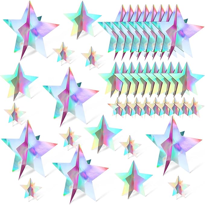 Sinload 45 Pcs 3D Star Centerpiece Movie Night Decoration for Table in 3 Sizes Hanging Supplie for Red Carpet Film Show Th...