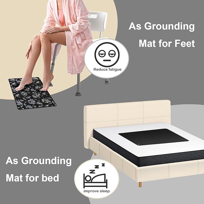 Grounding Mat,Earth Connected Wellness for Sleep, Energy, Wellness, Grounding Pads with 15ft Cord,Indoor Grounding for Home,Office,Work,Yoga(23.6"x35.5")