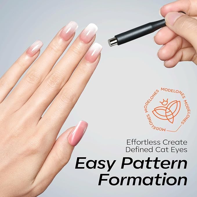 modelones Cat Eye Magnetic for Nails,15PCS Cat Eye Gel Nail Polish Magnet Tools Powerful Set Wand Magnet Winter Nail Polish Square Round Magnet Stick Diverse Glassy Cateye Effect