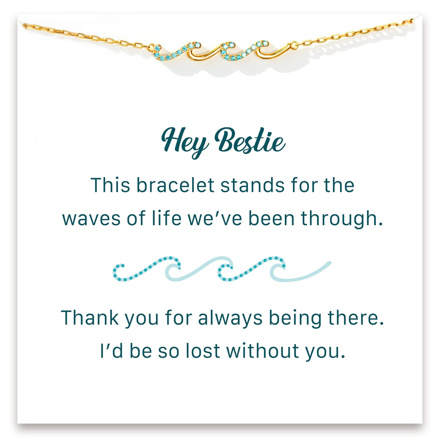 STORYJEWELLERY Friend Gifts, Bestie Bracelets, Friend Birthday Gifts for Women, Friendship Bracelets, BFF Gift, Bestie Jewelry, Sterling Silver Wave Bracelet (Style 01)
