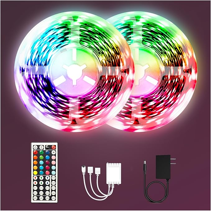 phopollo 65.6FT Led Lights for Bedroom, 5050 Color Changing Led Strip Lights with 44-Key Remote and 12v Power Supply, Led ...