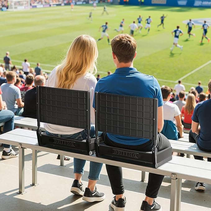 Jocoevol Stadium Seats with Back Support and Cushion, Portable Folding Comfort Bleacher Seats w/Shoulder Strap & Carry Handle for Sports Events Concerts Outdoor