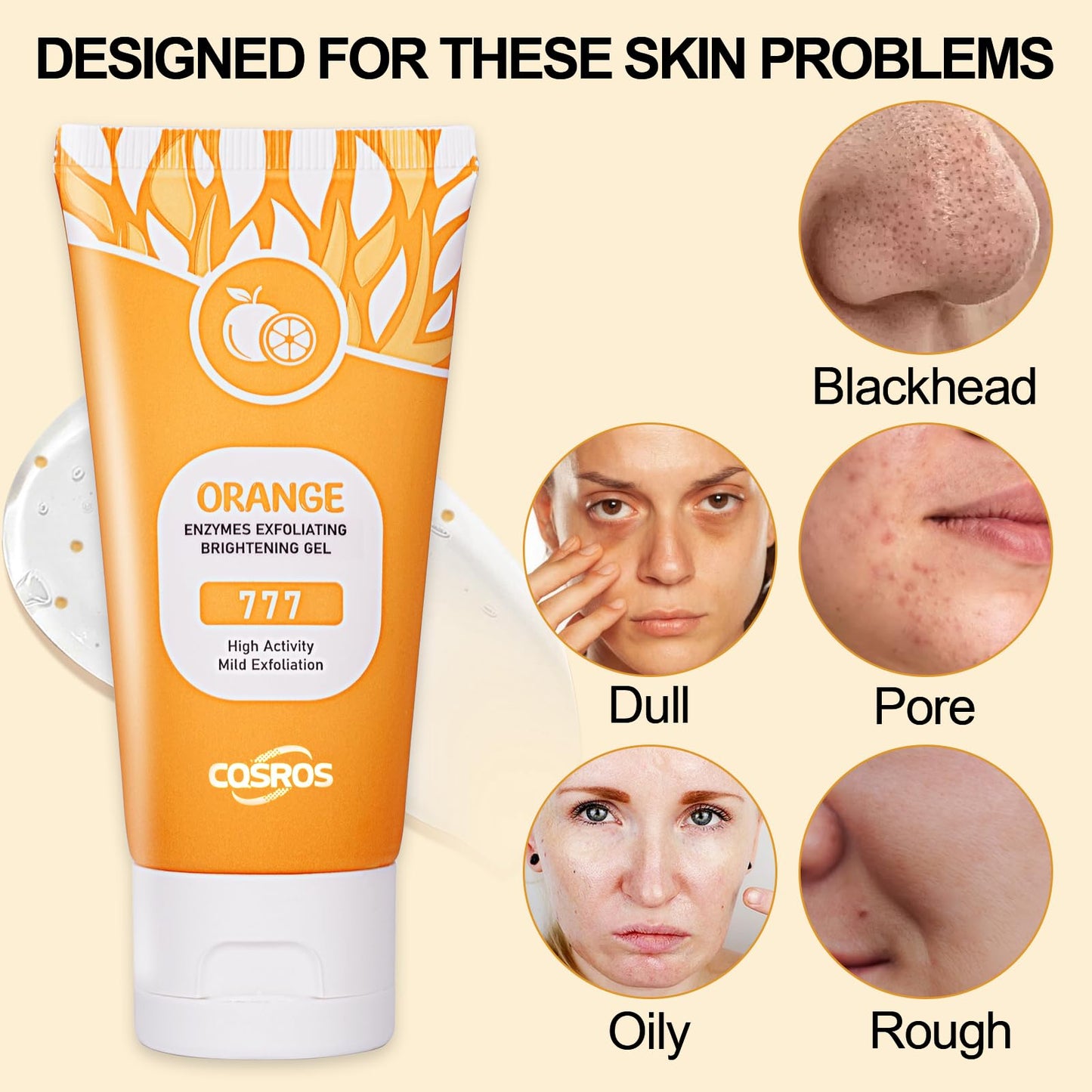 BROUYOUE Orange Exfoliating Gel Scrub for Face and Body Skin, Deep Cleansing Moisturizing Skin Orange Peeling Gel, Natural Orang