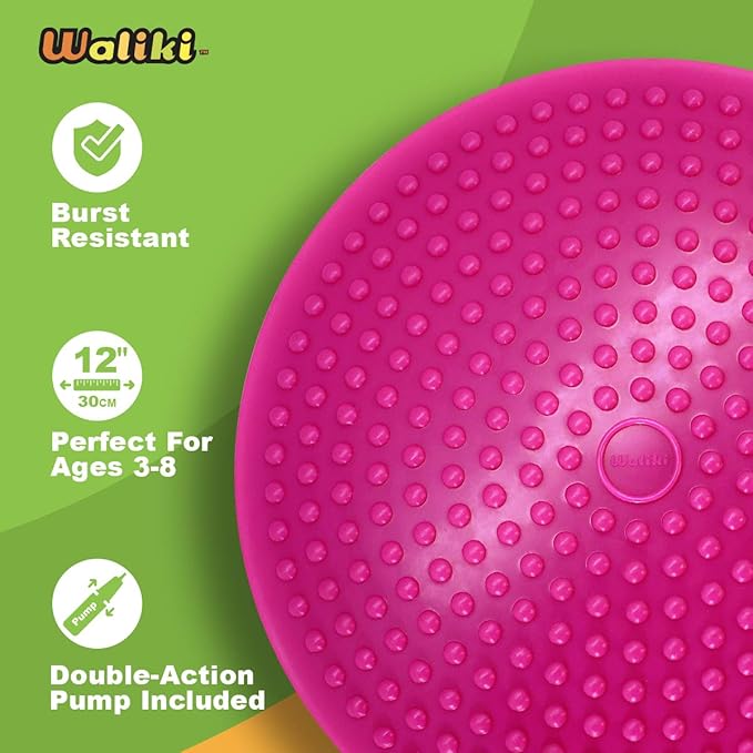 WALIKI Children's Wobbly Cushion, Alternative Classroom Seating | Inflatable Core Disc Seats for School (Pump Included, 12”/30CM, Purple)
