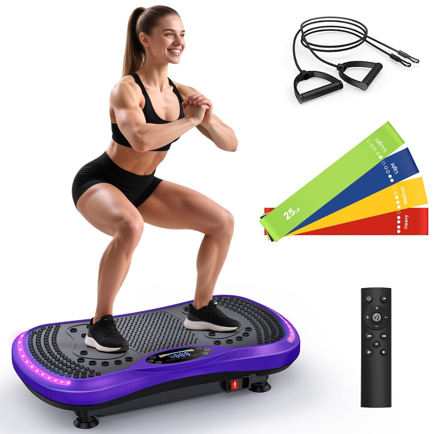 Vibration Plate Exercise Machine for Lymphatic Drainage, Vibration Machine for Full-Body Weight Loss Shaping, Vibrate Fitness Platform 400 Lbs & 200 Adjustable Speeds for Women Men Home Gym Purple