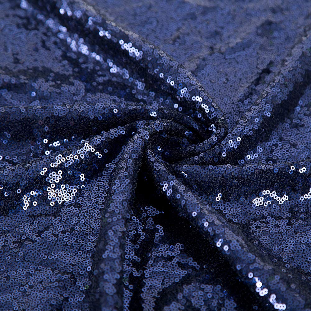 JYFLZQ Navy Blue Sequin Backdrop Curtains 4ft x 6.5ft 1 Panel Glitter Photo Booth Backdrops Sparkly Photography Background Drapes for Parties Wedding Bridal Showers
