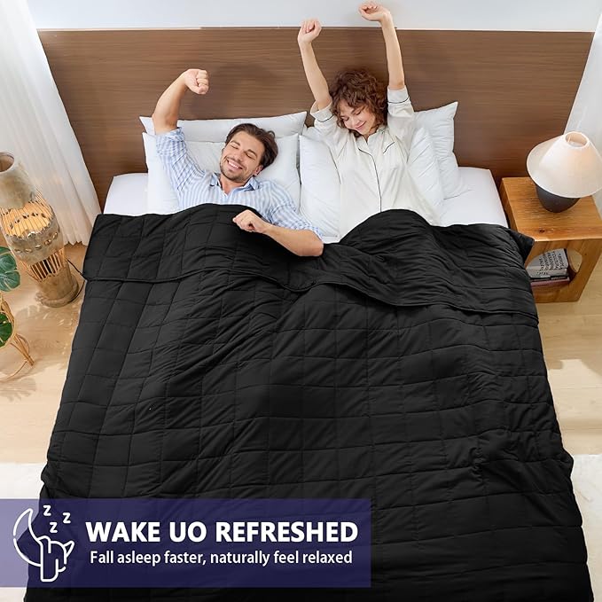 King Size Weighted Blanket for Adults (20 lbs, 80” x 87”, Black) Cooling Heavy Blanket for Sleeping Perfect for 190-210 lbs, Breathable Blanket for Adults & Couple All Season, Machine Washable