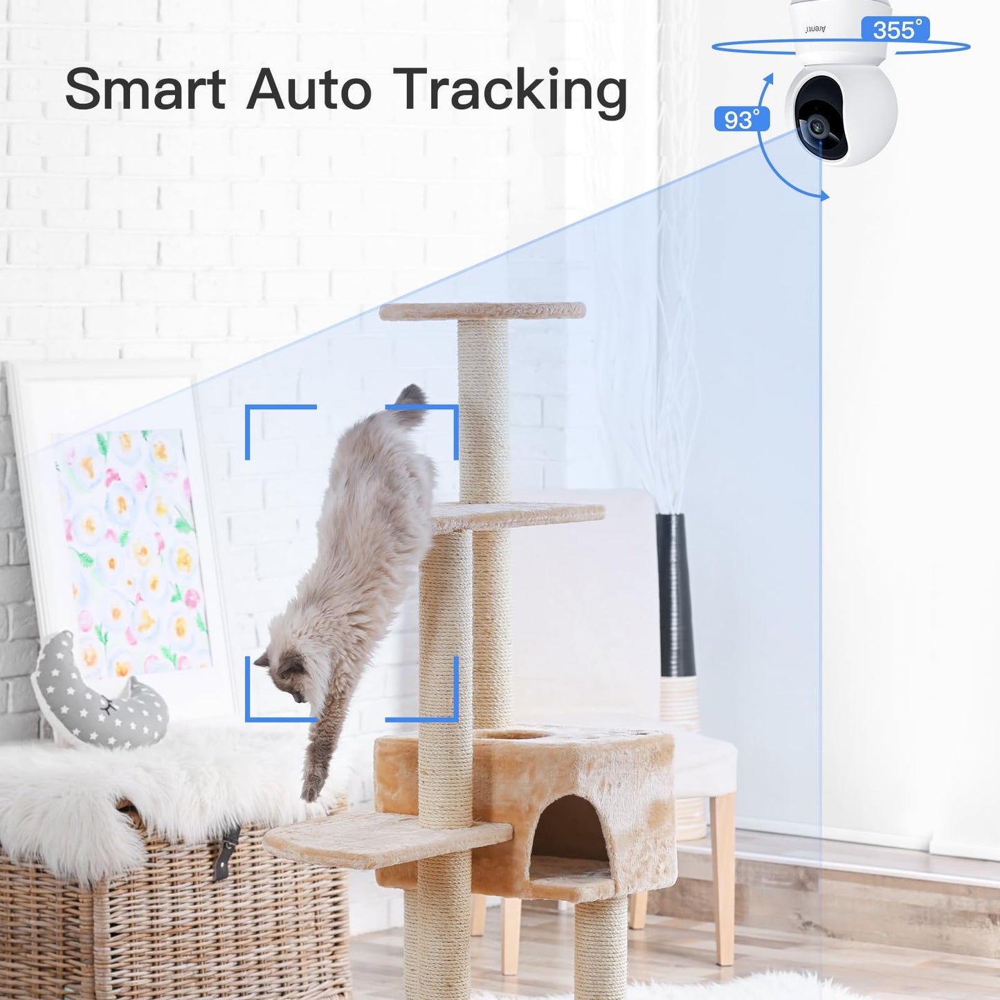 ARENTI 5G Indoor Security Camera, 4MP Pet Camera with Speaker for Dog/Cat, Baby Monitor with Phone App, Dual-Band WiFi, Auto Tracking, Super Night Vision, 2-Way Talk, Cloud & SD Card Storage(P2Q 2PC)