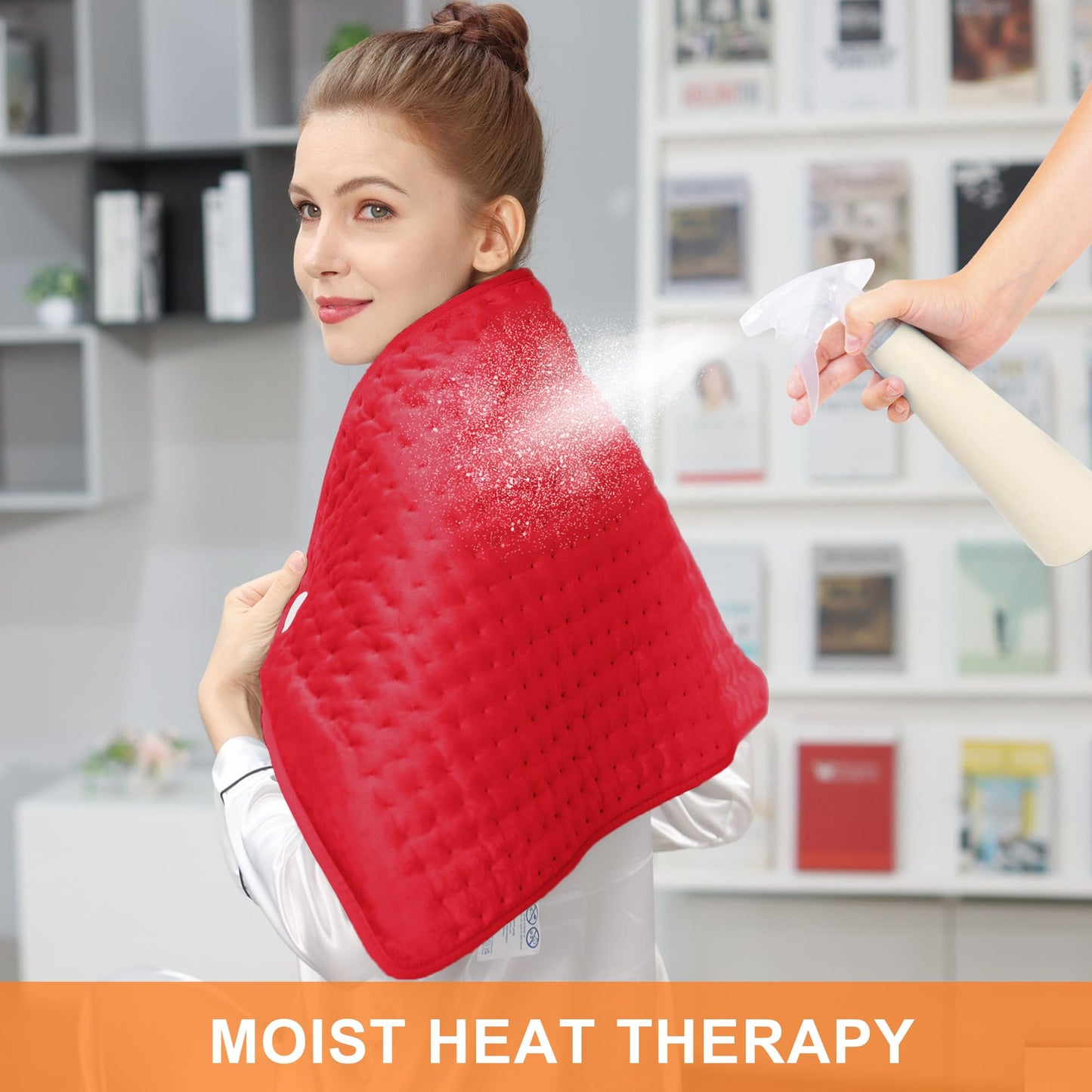 Deepsoon Heating Pad,Electric Heating Pads for Back,Neck,Abdomen,Moist Heating Pad for Shoulder,Knee,Arms,Legs,Dry/Moist Heat & Auto Shut Off,Christmas Gifts for Men and Women,Red,33x17 Inch