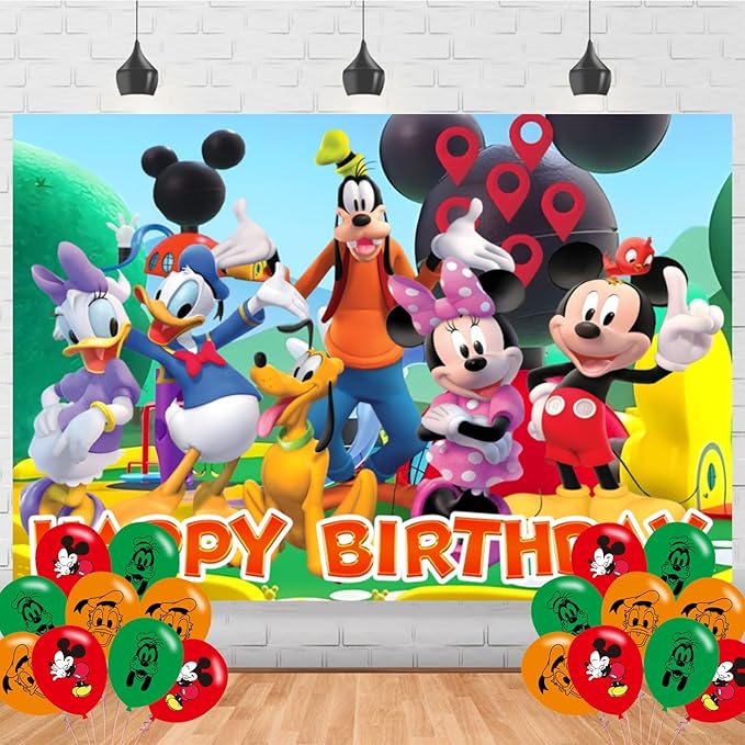 Mouse Birthday Party Supplies Backdrop 5x3 Cartoon Pink Kids Happy Birthday Background Photography Cartoon Mouse Party Dec...