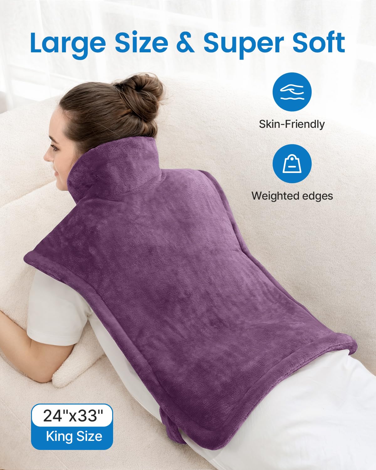 RENPHO Heating Pad for Neck and Shoulders and Back Pain Relief, FSA Eligible Items Only List, Birthday Gifts for Mom Wife Women, Electric Heat Pad, Fast Heating, ETL Certified, 24"x33", Purple