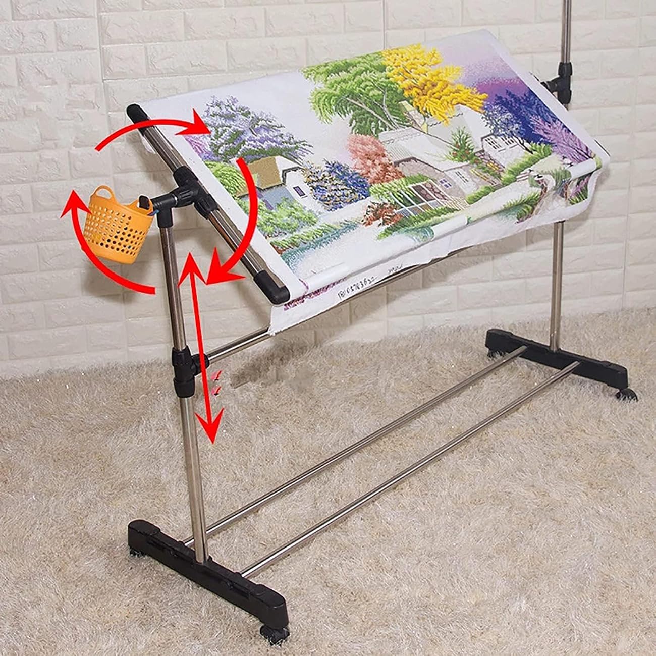 Adjustable 360° Rotating Embroidery Floor Stand for Cross Stitch & Projects - Ideal for Crafting, Quilting & Sewing Accessories