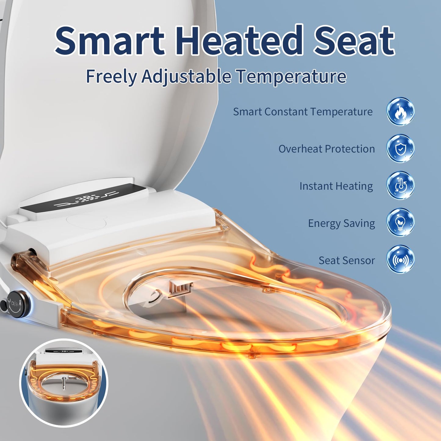 Simenr Electric Bidet Toilet Seat Elongated, Instant Warm Water Heated Wash, Self-Cleaning Nozzle, 5X Drying, Anti-Yellowing Quiet Soft Close Lid, Luxury Smart Bidet for Villa&Family, Easy DIY Install