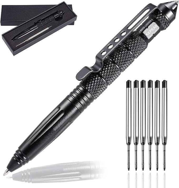 KEPEAK Military Tactical Pen, Professional Self Defense Pen, Emergency Glass Breaker Pen - Tungsten Steel, Writing EDC Sur...