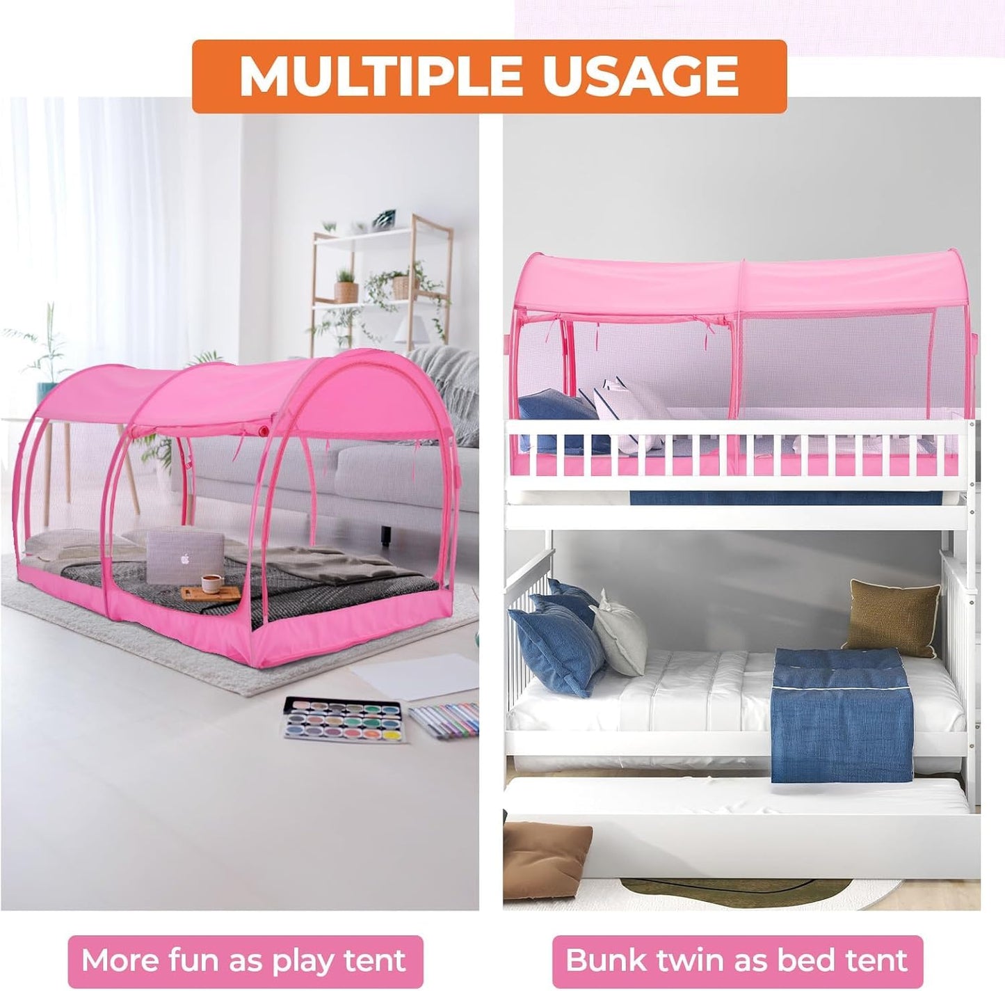 Alvantor Full Size Canopy Bed Mesh Full Bed Tent Mosquito Net for Bed Pop Up Ten Bed Privacy Tent Slumberpod Blackout Indoor Tent for Bed Sleeping Tents (Mattress Not Included)