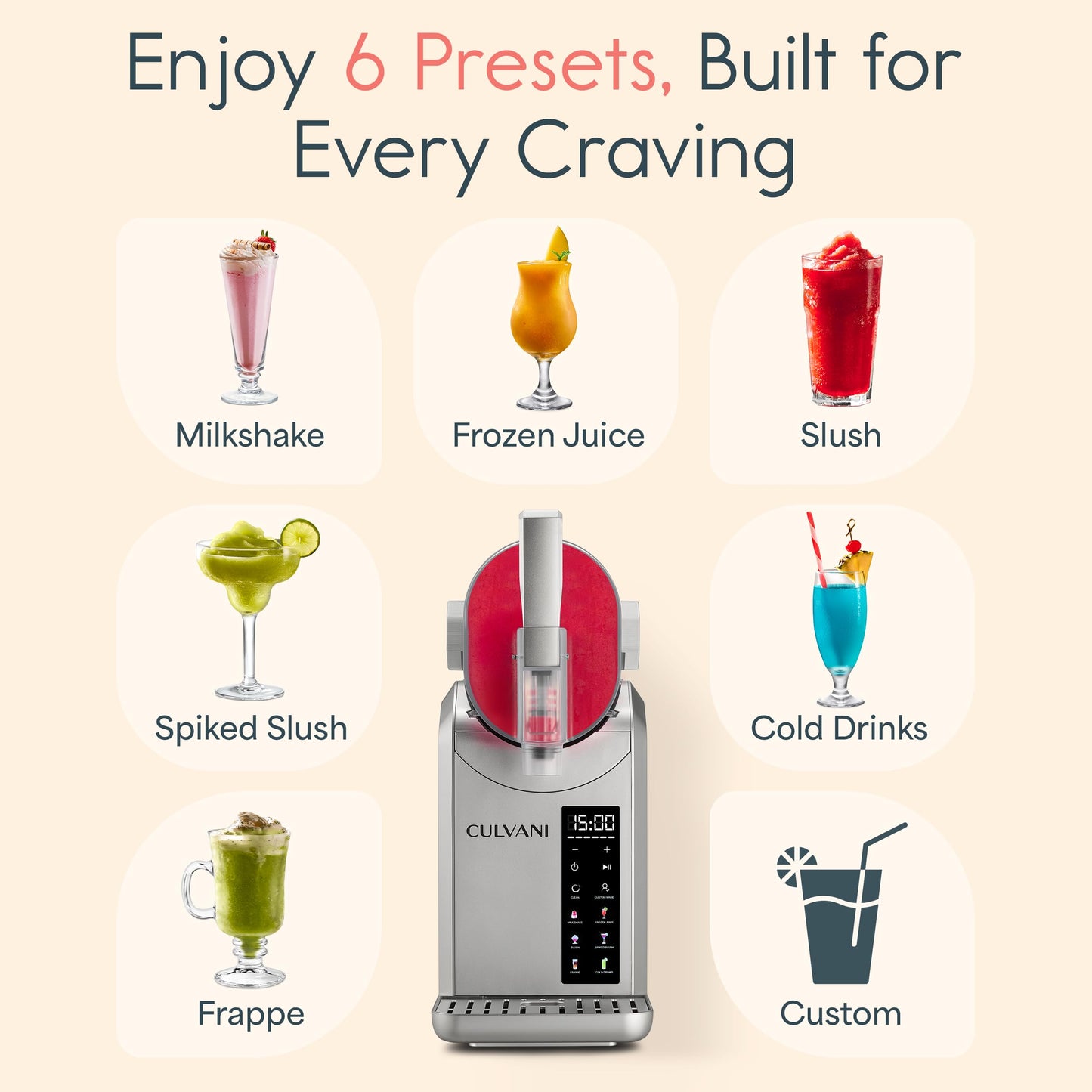Slushie Machine for Home 68 Oz— Chillux Slushy Machine with 6 Preset Modes (No Ice Needed) — Frozen Drink Machine for Margaritas, Frappes & More