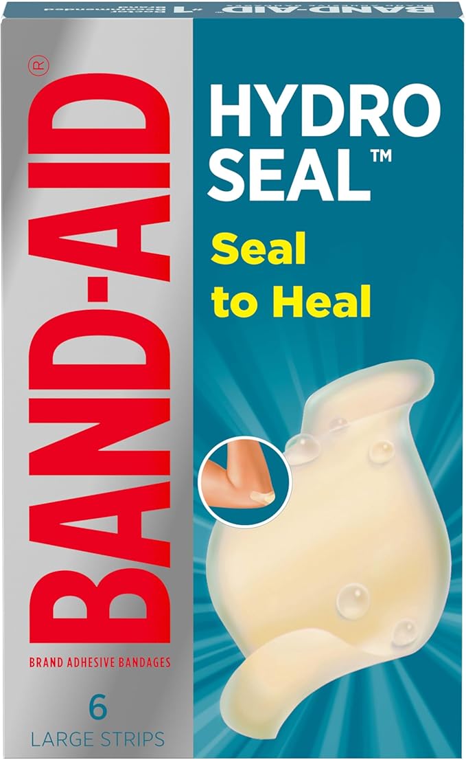 BAND-AID Brand Hydro Seal Adhesive Waterproof Bandages, Large Hydrocolloid Gel Patch for First Aid Support Better Healing ...