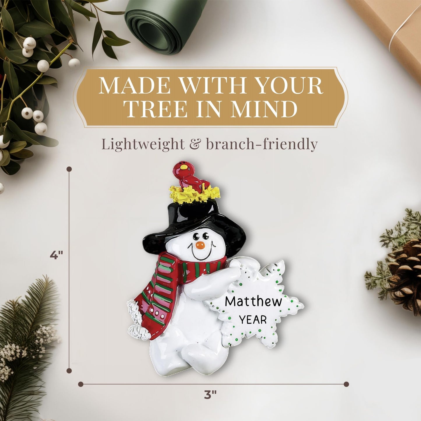 Personalized Snowman Ornaments 2024 - Fast & Free 24h Customization – Winter Snowman Christmas Decorations with Name - Comes Gift-Wrapped for Kids, Boys & Girls 2-10 - Kids Cute Snowman Ornament