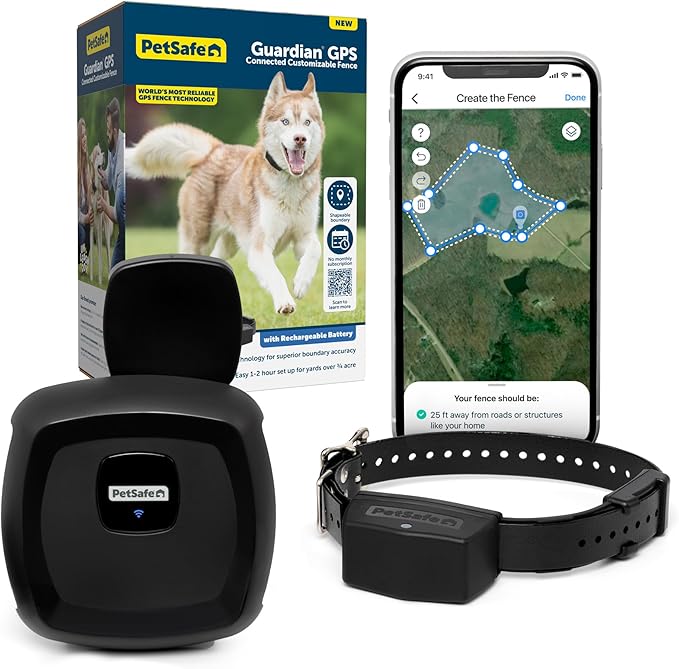 PetSafe Guardian GPS Connected Customizable Fence - Subscription-Free GPS Dog Fence for Large Yards, Create Your Own Bound...