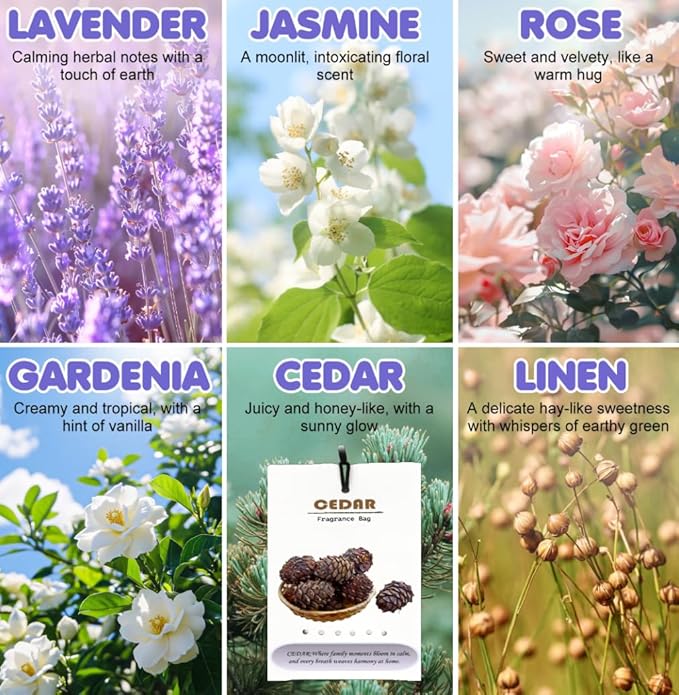 8 Packs Large Cedar Scented Sachets for Closet Deodorizer Drawers, Hanging Long Lasting Potpourri Bags Home Fragrance Air Freshene
