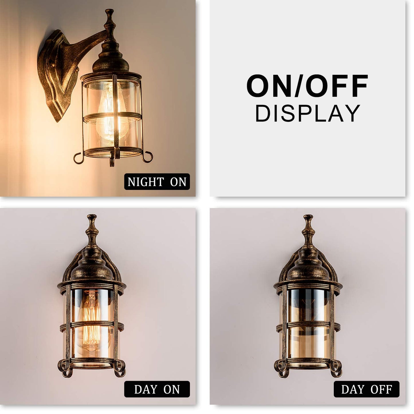 Rustic Amber Glass Wall Sconce 2-Pack, Bronze Brushed, Industrial Farmhouse Lamp Porch Lighting Waterproof Retro Lamp for Indoor Bedroom Living Room Outdoor（NO Bulb）