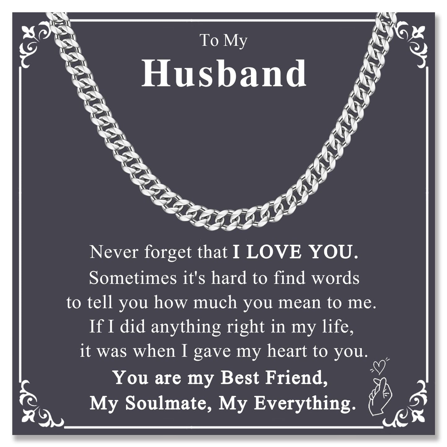 ACOGVN Valentines Day Gifts for Husband Cuban Link Chain Necklace for Men, Fathers Day Birthday Anniversary Christmas Stainless Steel Jewelry Gifts for My Husband Him from Wife