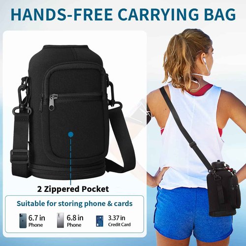 VICKNIY 2 Pack 64oz Insulated Water Bottle (Black & Indigo) Bundle