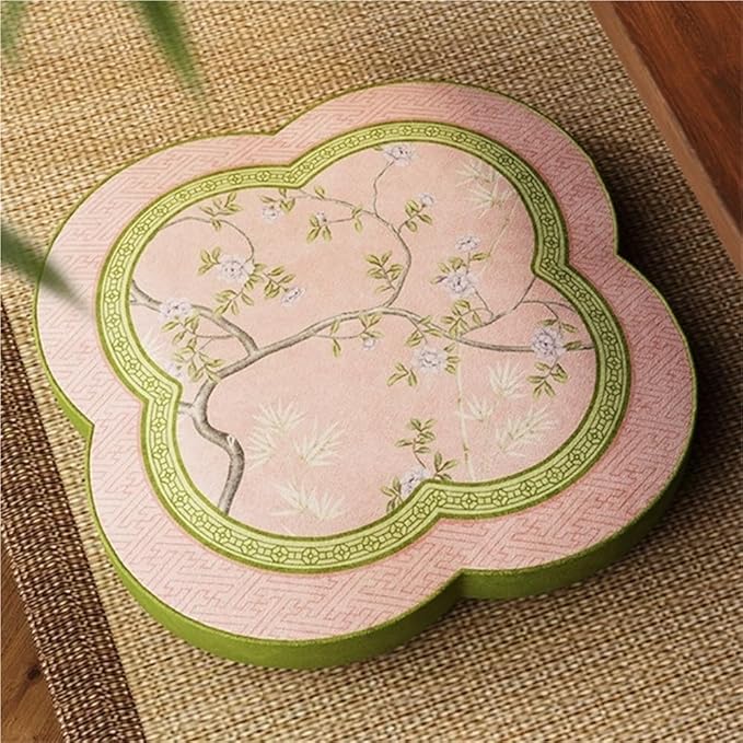 Modern Pouf Ottoman Foot Stool, Cozy Seating, Small Floor Stool, Low Stool for Couch, Round Floor Cushion for Living Room, Bedroom, Meditation(Green)