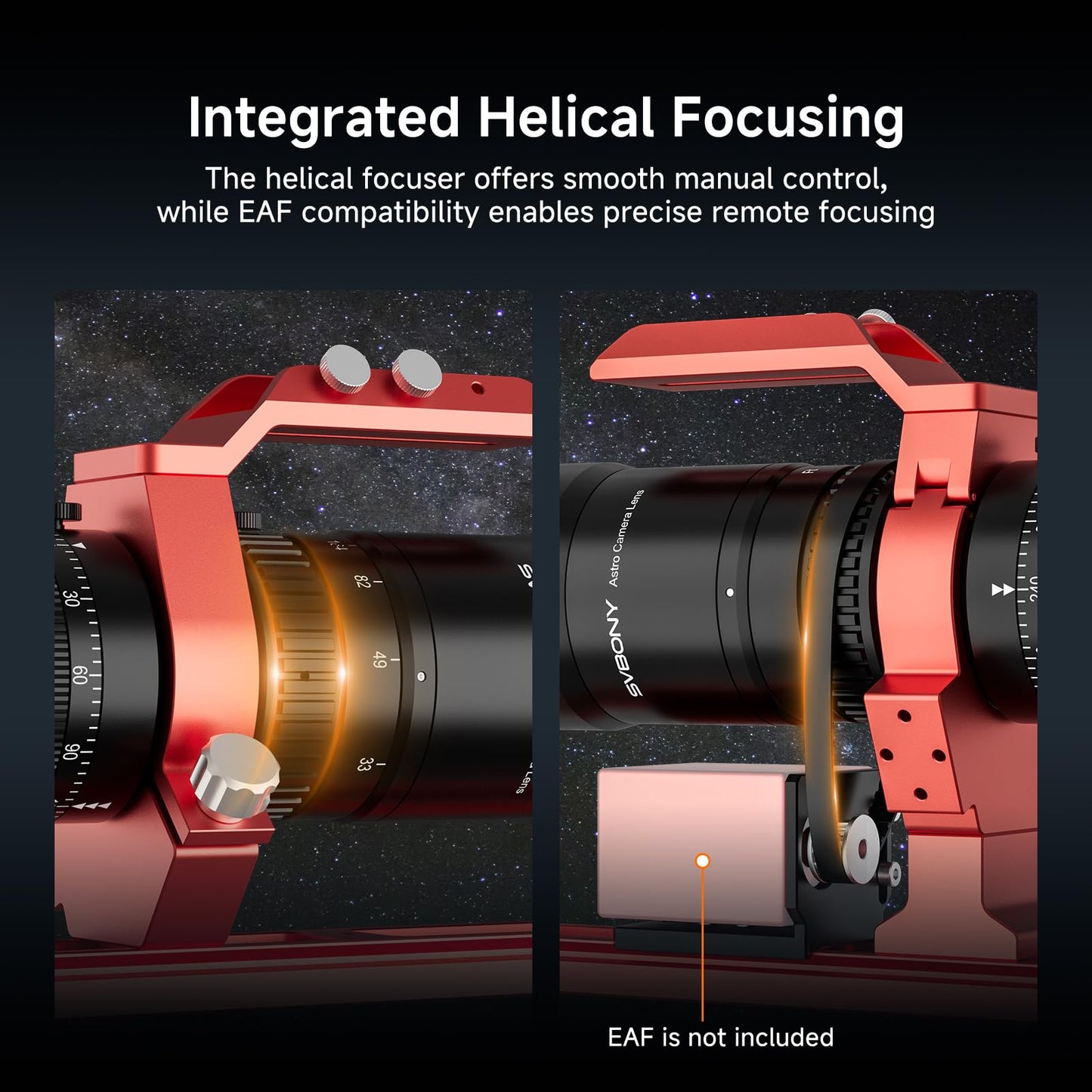SVBONY SV545 Telescope Petzval Lens APO, F4.5, 203mm Focal Length, Built in Field Flattener, Professional Refractor Telescope Supports EAF(not Included), M48 Thread for Full Frame Astrophotography