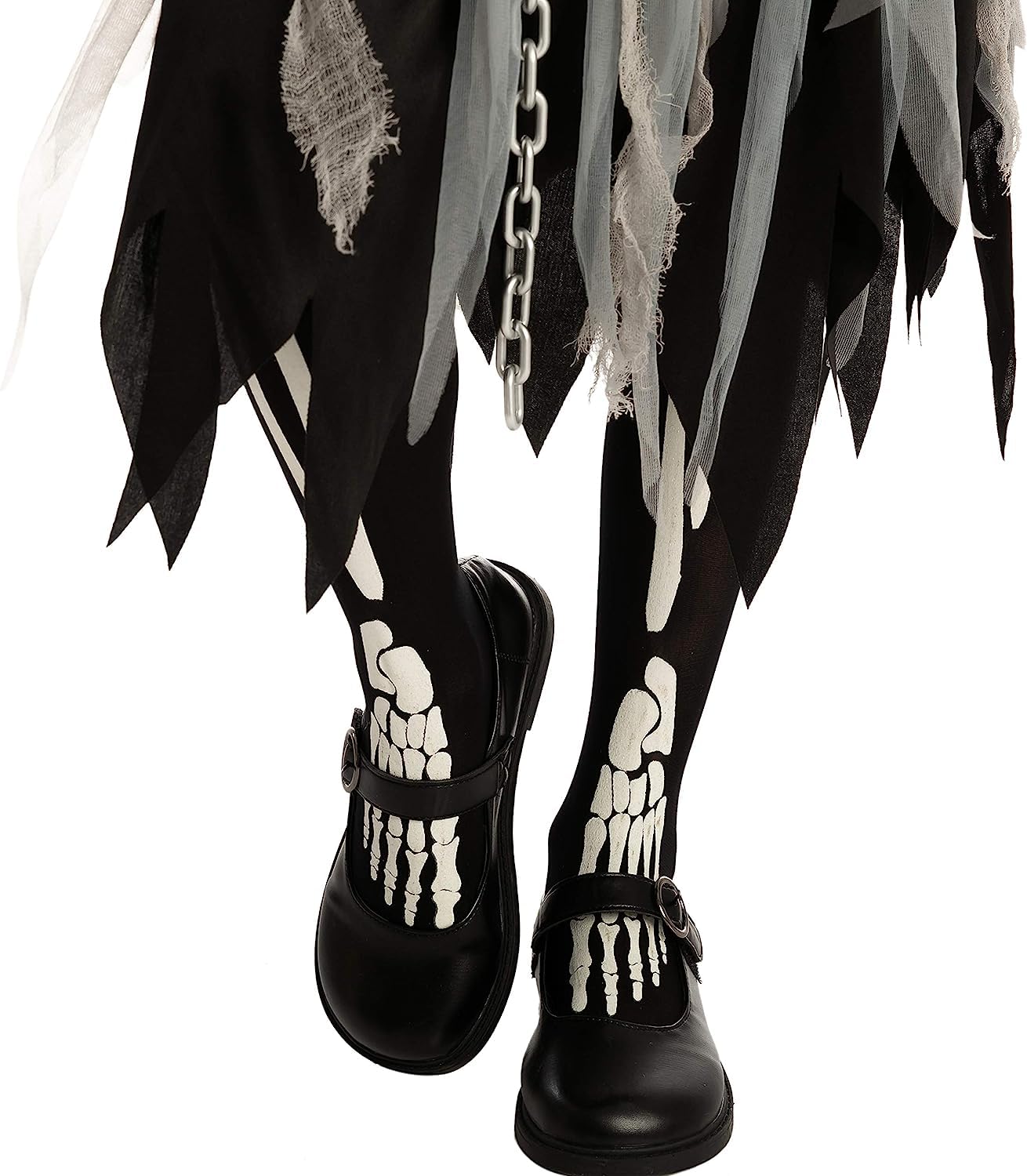 Spooktacular Creations Girl Grim Reaper Costume with Gloves and Tights Glow in the Dark, Scary Halloween Costume for Dress Up Party-M(8-10yr)