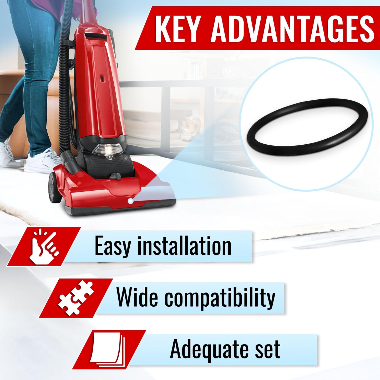 6Pcs Sanitaire Vacuum Belts - Sanitaire Vacuum Parts - Durable, Flexible, Easy Installation, Long Service Life - Compatible with SC679K, SC684, SC688, SC689, SC886, SC887, SC888, SC9050D, 1934, 1950