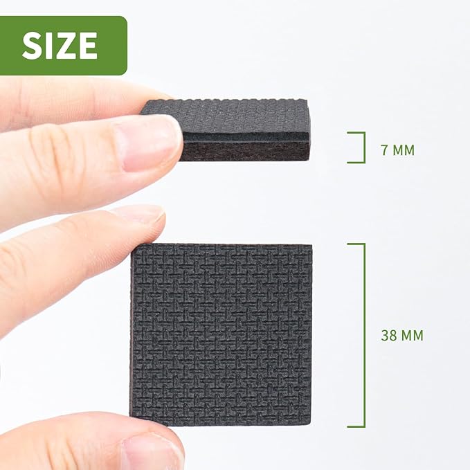 COVERCORNER Non Slip Furniture Pads 24 PCS 1 1/2'' Square - Anti Slip Furniture Pads - Self Adhesive Rubber Feet Furniture Feet - Chair Leg Floor Protectors - Keep Furniture in Place