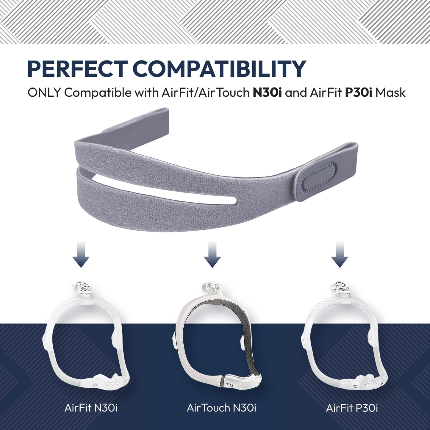 3 Packs Replacement Headgear Compatible with Airfit N30i and P30i Nasal Mask, Adjustable and Stretchy Material, FSA HSA Eligible, CPAP Straps Secure Fit CPAP Supplies Accessories (W/O Mask or Frame)
