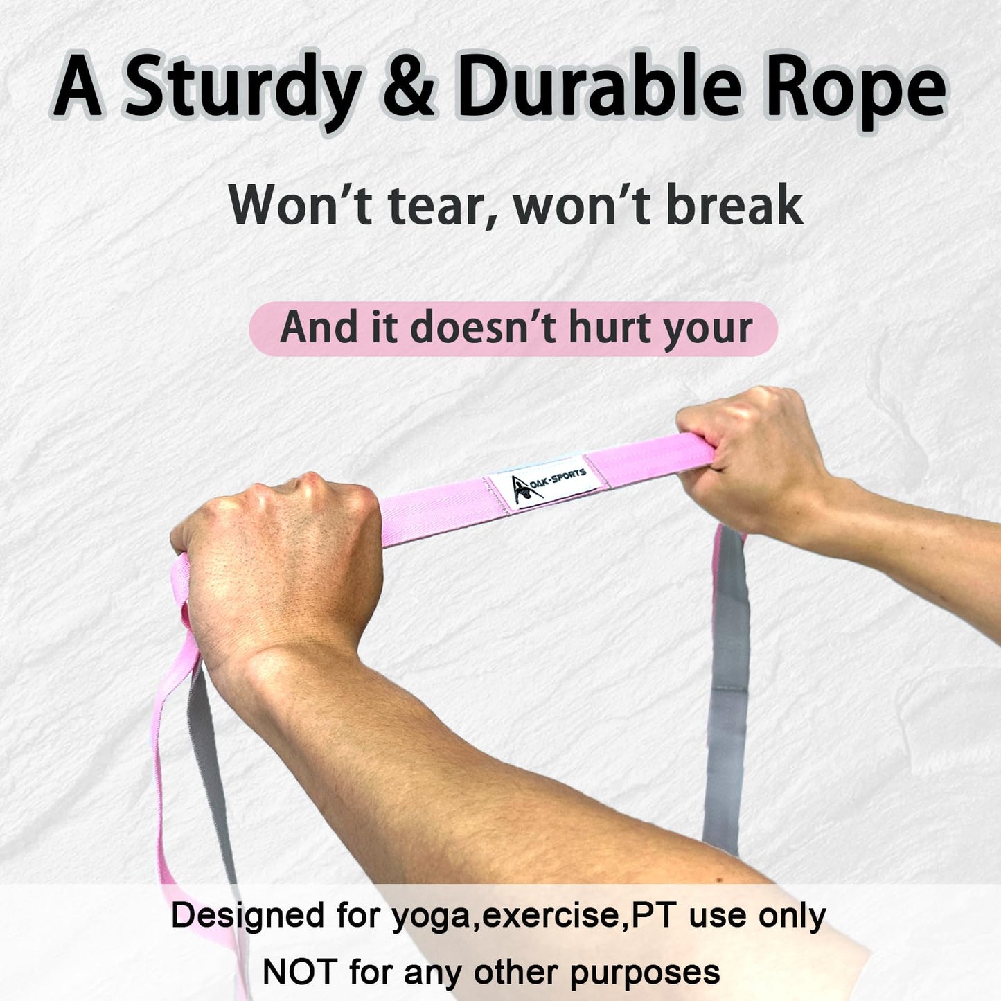 Stretching Strap Yoga Strap with Loops, Stretch Out Straps for Physical Therapy, Non-Elastic Exercise Strap for Pilates, Dance and Gymnastics with Workout Guide (Black+Pink/Light Gray)