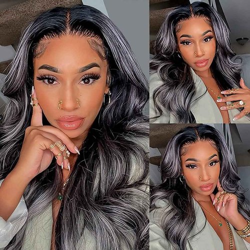 Habiliana Bundles Human Hair 16 18 20 Inch Body Wave P4/GREY Human Hair Bundles 11A Unprocessed Brazilian Virgin Quick Weave Hair Extensions for Black Women