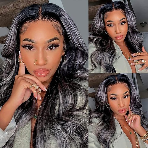 Habiliana Bundles Human Hair 18 20 22 Inch Body Wave P4/GREY Human Hair Bundles 11A Unprocessed Brazilian Virgin Quick Weave Hair Extensions for Black Women
