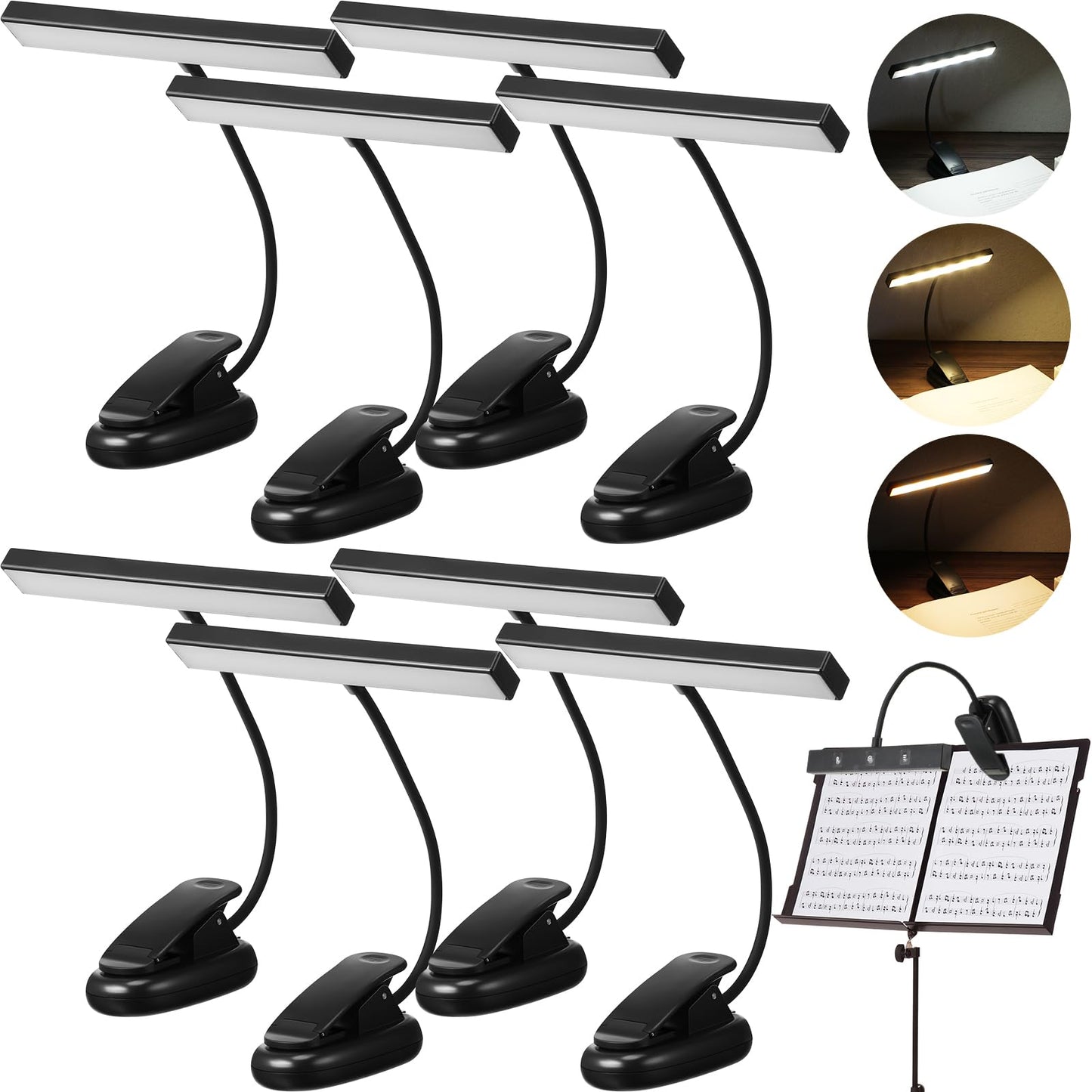 Retisee 8 Pcs Music Stand Light 18 Led Piano Lamp Adjustable Reading Light Aaa Battery(Not Included) Operated, 4 Color Temperatu