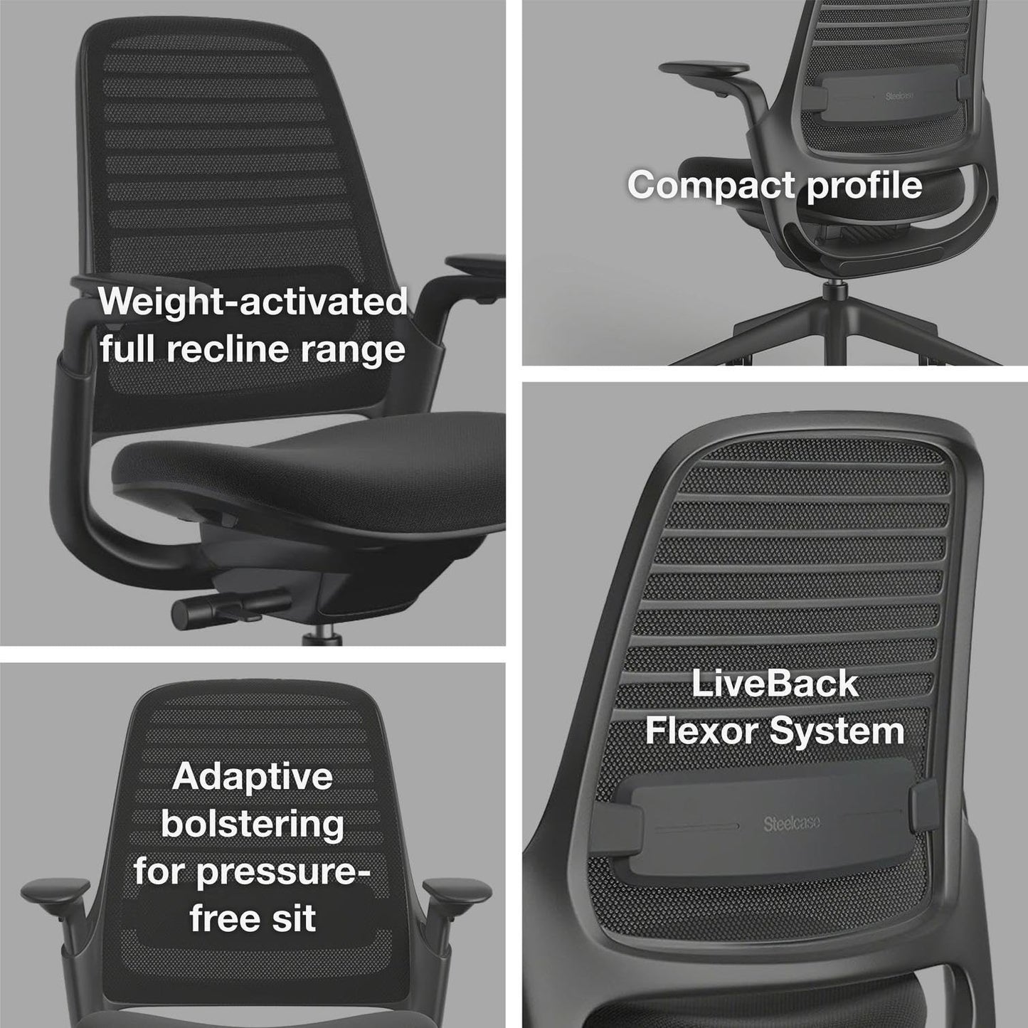 Steelcase Series 1 Office Chair - Ergonomic Work Chair with Wheels for Carpet - Helps Support Productivity - Weight-Activated Controls, Back Supports & Arm Support - Easy Assembly - Graphite, Light