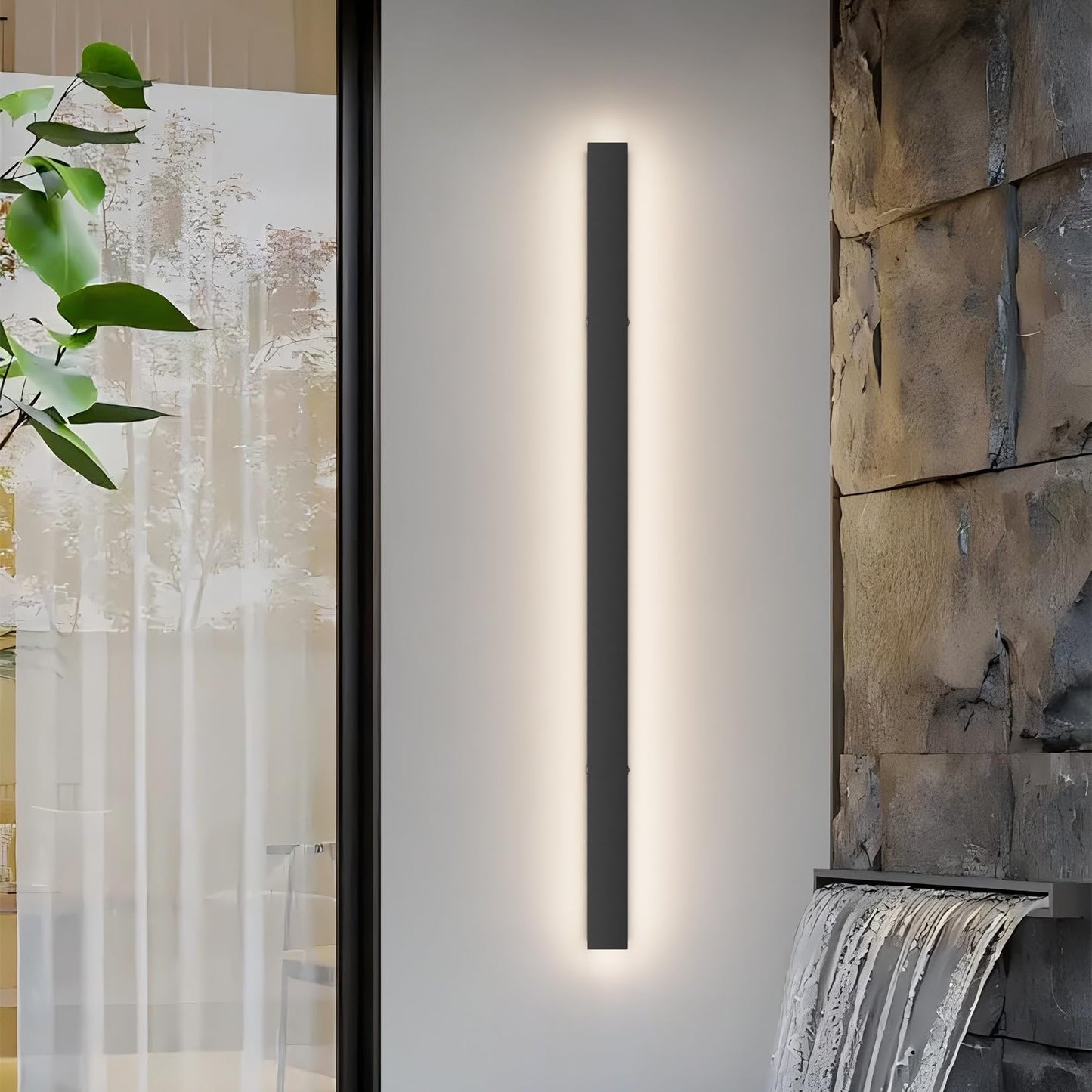 lundwa 40inch Long Outdoor LED Wall Light 4000K Natural Light 30W Black Porch Light Acrylic Waterproof IP65 Exterior Wall Light Fixture for House Patio Porch Courtyard