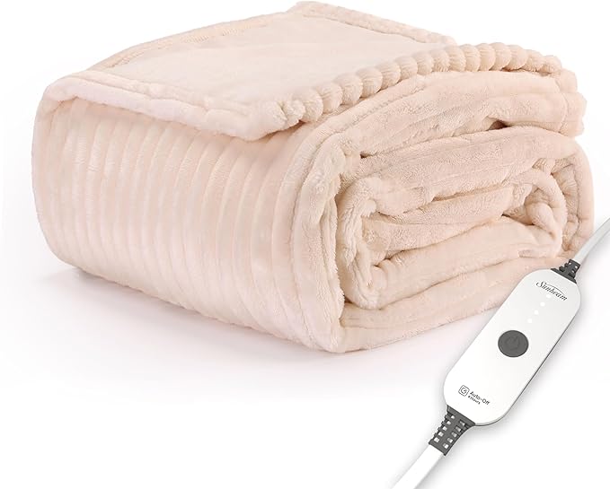 Sunbeam Electric Throw Royal Posh Velvet Heated Blanket, 4 Heat Settings, 4-Hour Auto Shut-Off, Fast Heating, Lush, Silky,...