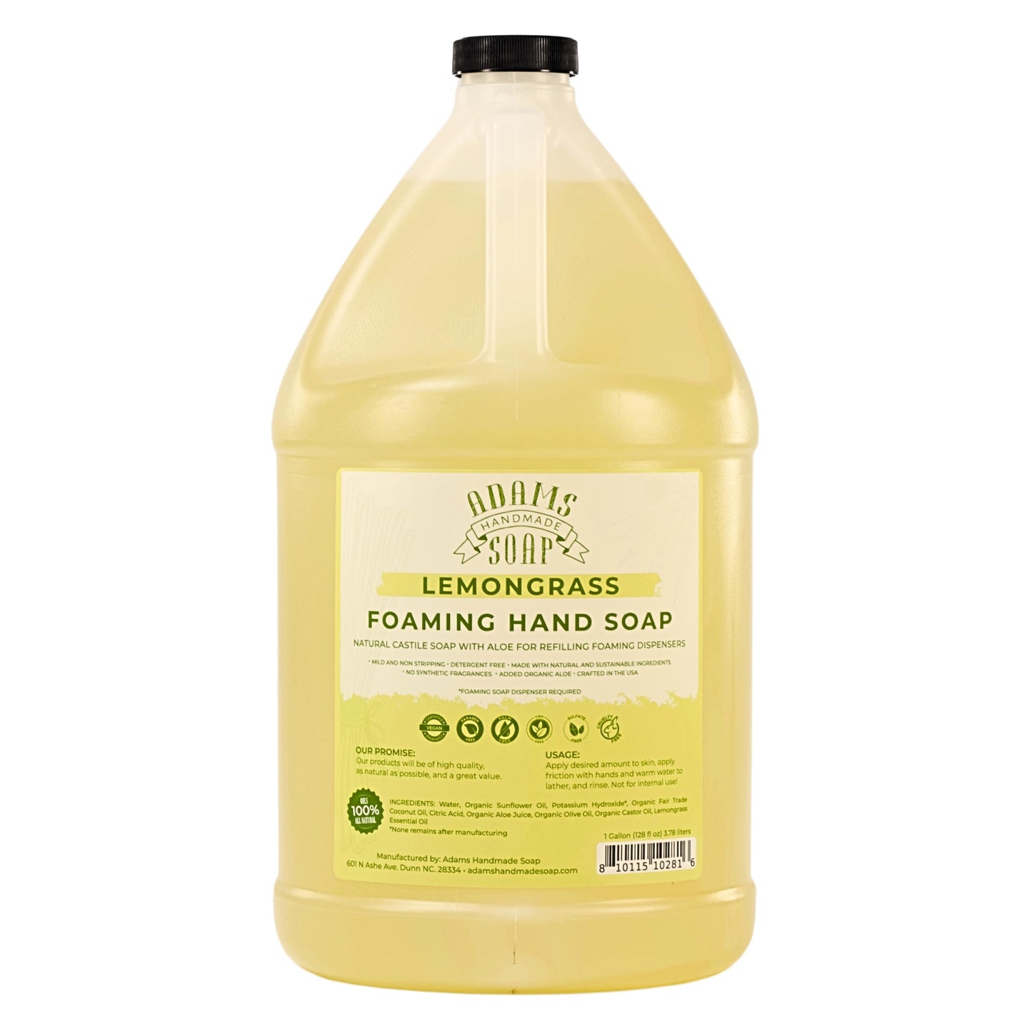 Adams Handmade Soap Liquid Foaming Soap 1 Gal - Lemongrass