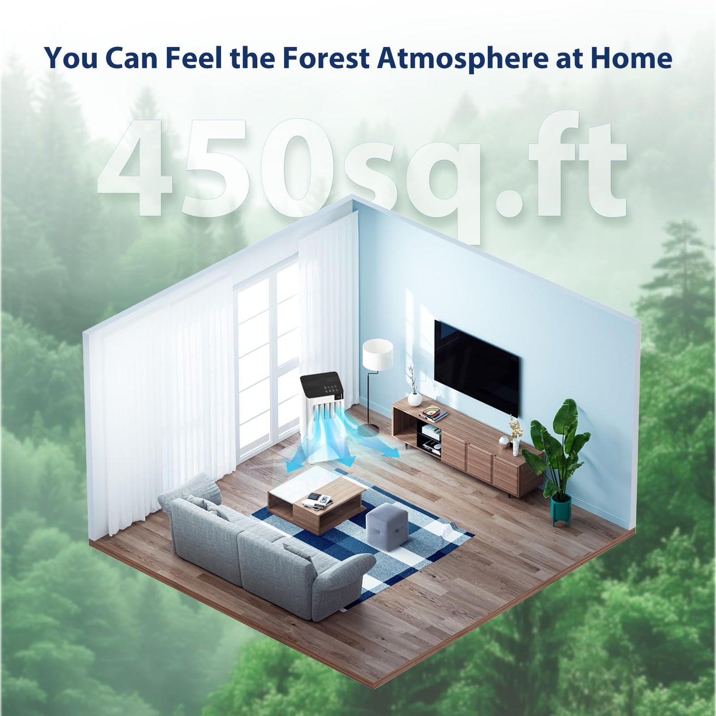 Antarctic Star Portable Air Conditioner 10000 BTU,5-in-1 AC Unit with Cool, Dehumidifier, Fan, Sleep & Timer Modes, Auto Swing, Child Lock, Cools Up to 450 Sq.Ft, Air Conditioner for Bedroom Apartment